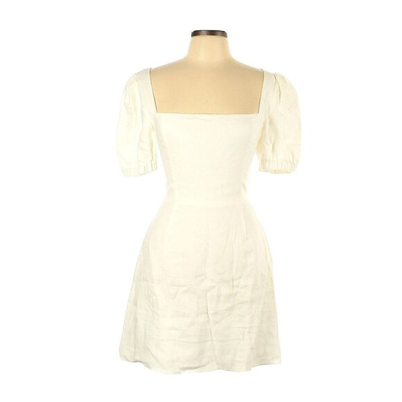 NWT Reformation Lianne in White Linen Open Lace-up Back Mini Dress 10 $218